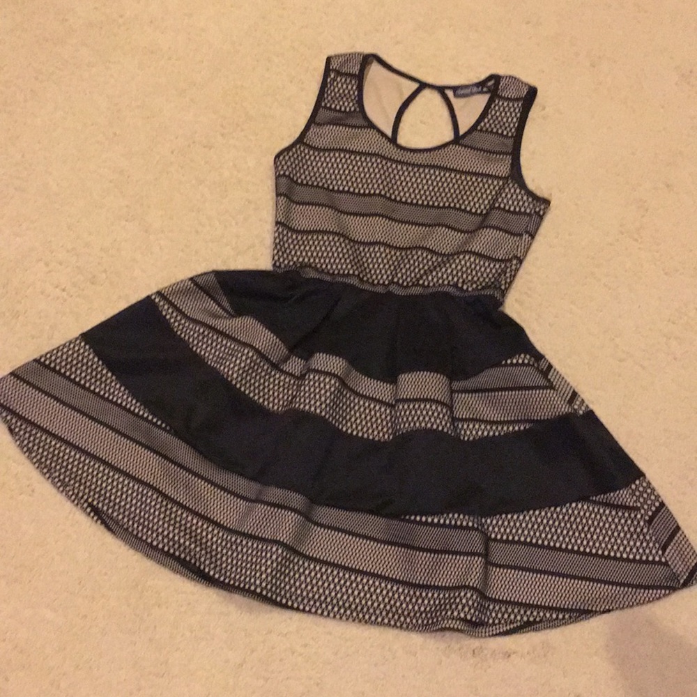 Crystal Doll Tan and black sleeveless dress